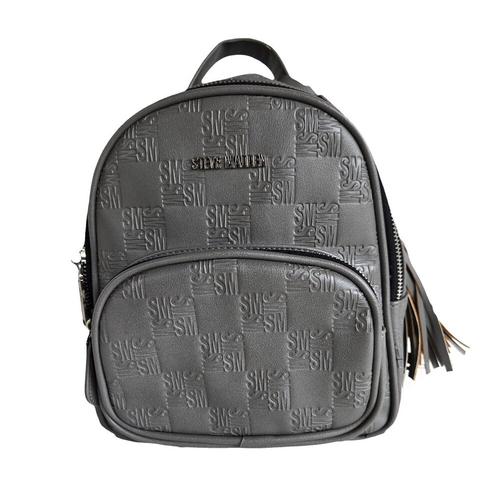 STEVE MADDEN Gray Embossed Small Backpack